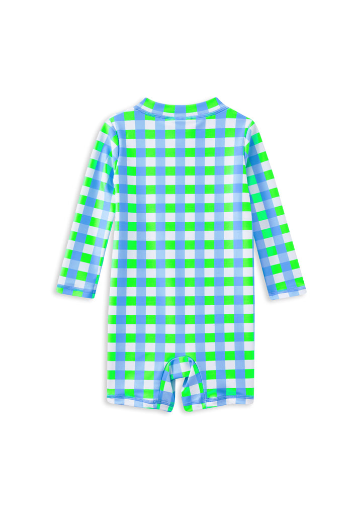 Check Long Sleeve Swimsuit