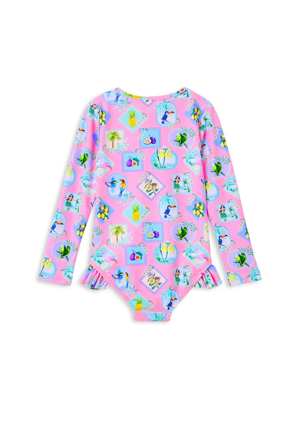 Pink Resort Long Sleeve Swimsuit