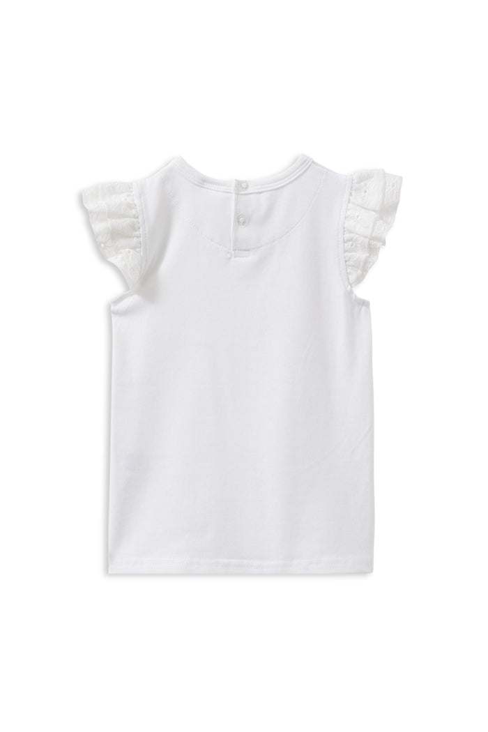 White Broderie Frill Tee,