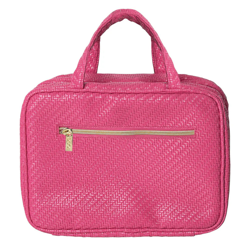 Herringbone Hanging Cosmetic Bag Raspberry