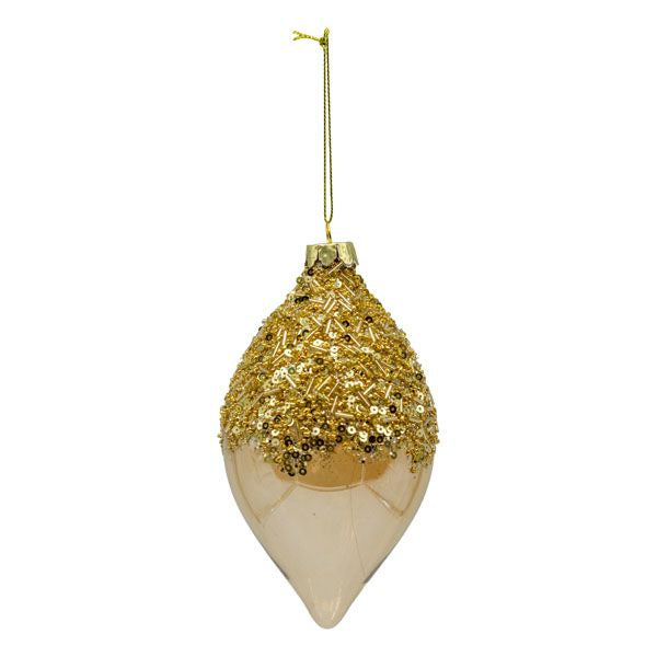 Gold Beaded Long Drop