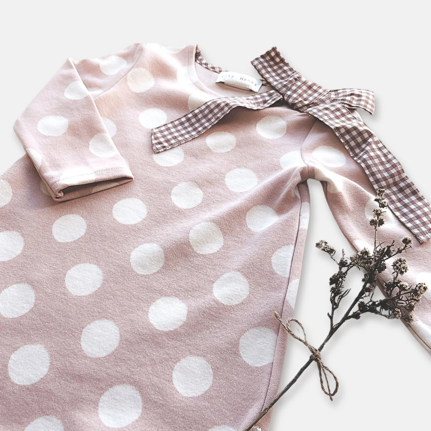 Girls Mary Dress Pink White Spot