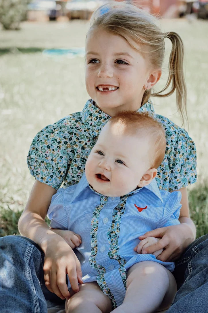 Dorothy Soft Blue Floral Sleeve Blouse