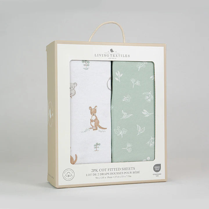 2pk Cot Fitted Sheet Australiana
