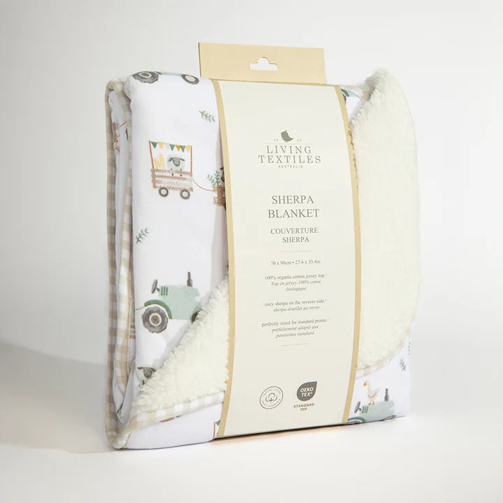 Organic Jersey Sherpa Blanket Tractor Ride