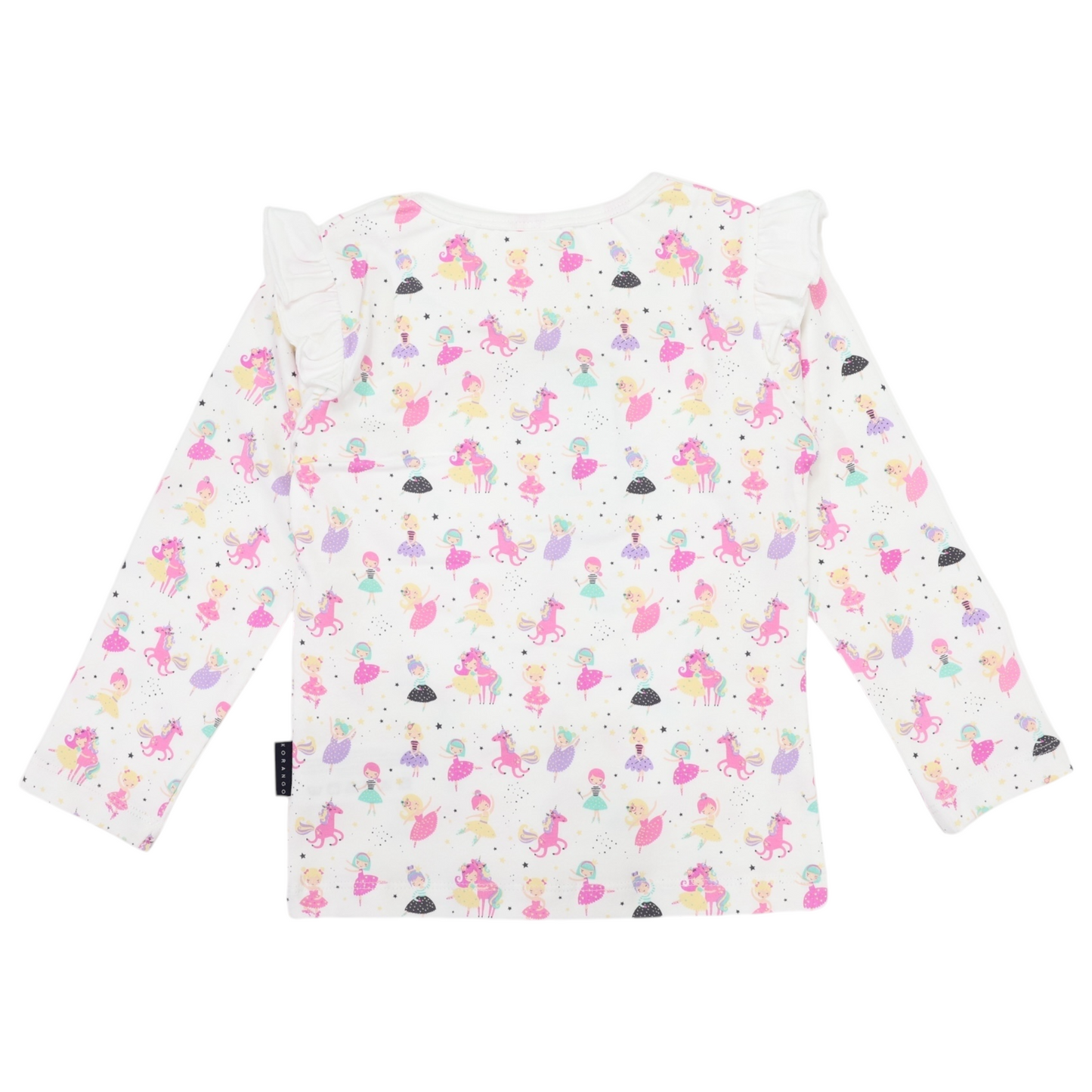 Dancing Unicorn Frill Print Tee Cream
