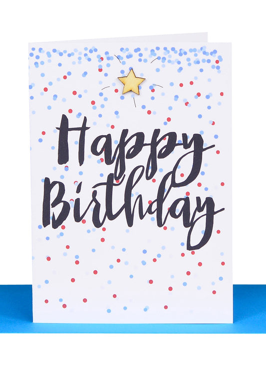 Happy Birthday Blue Confetti Lrg Card