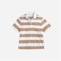 Boys Rugby Polo Shirt Beige Stripe