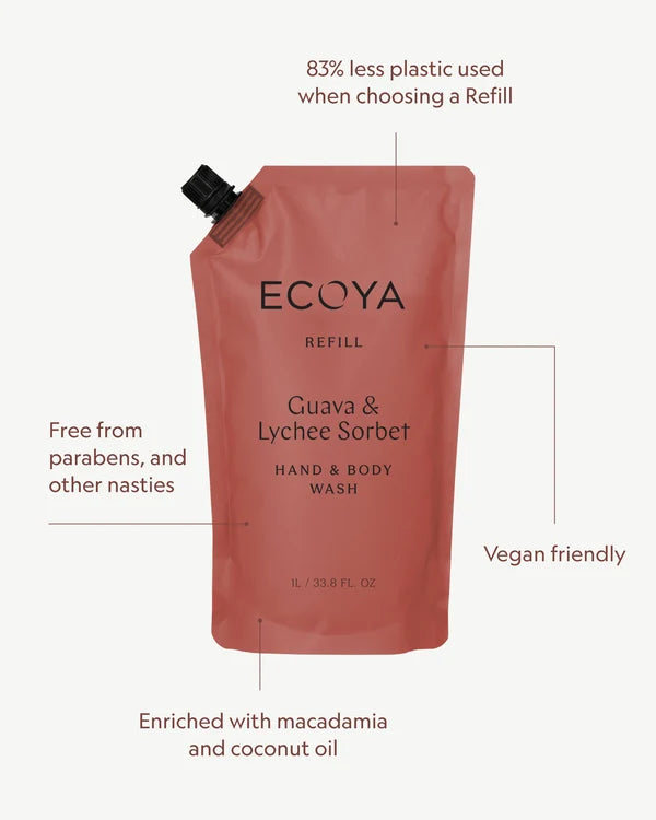 Hand & Body Wash Refill 1L Guava & Lychee