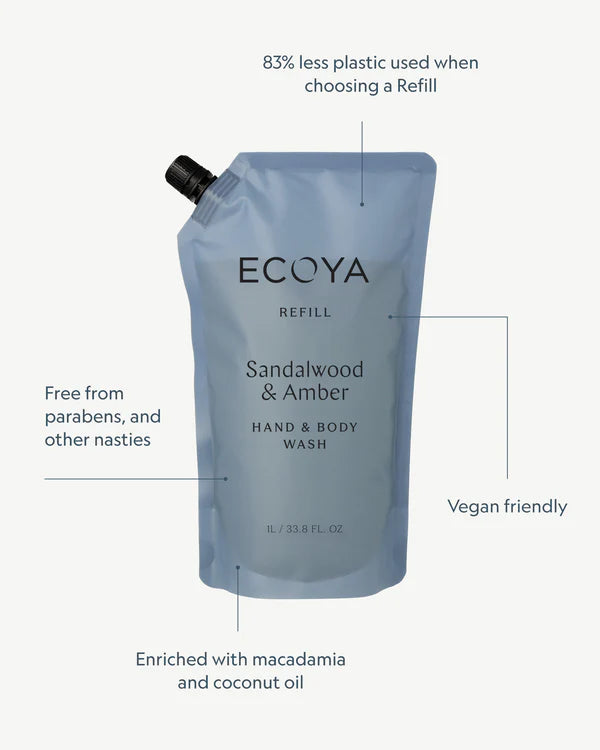 Hand & Body Wash Refill 1L Sandalwood & Amber
