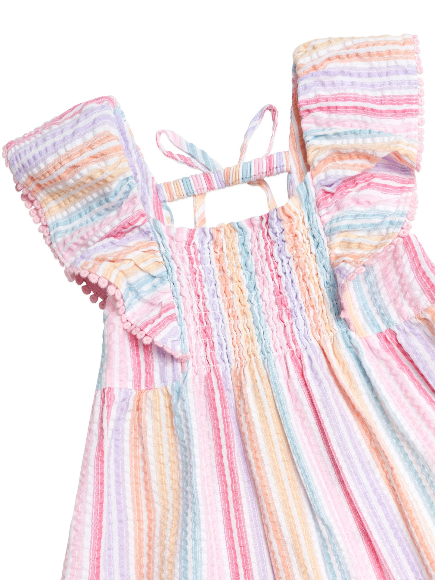 Rainbow Stripe Shirred Frill Dress