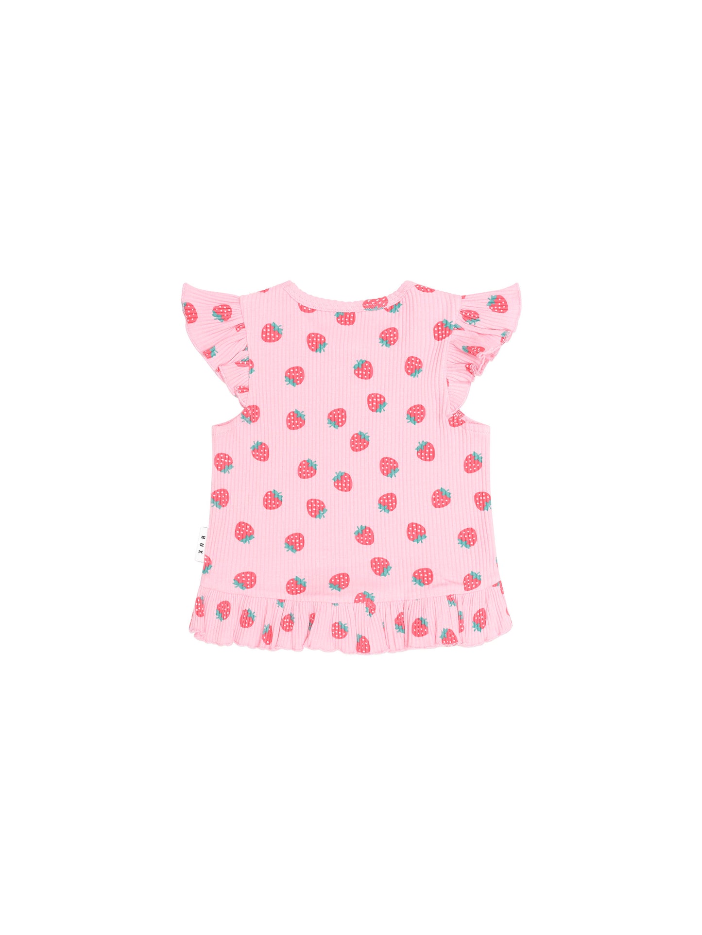 Strawberry Print Rib Peplum Tee