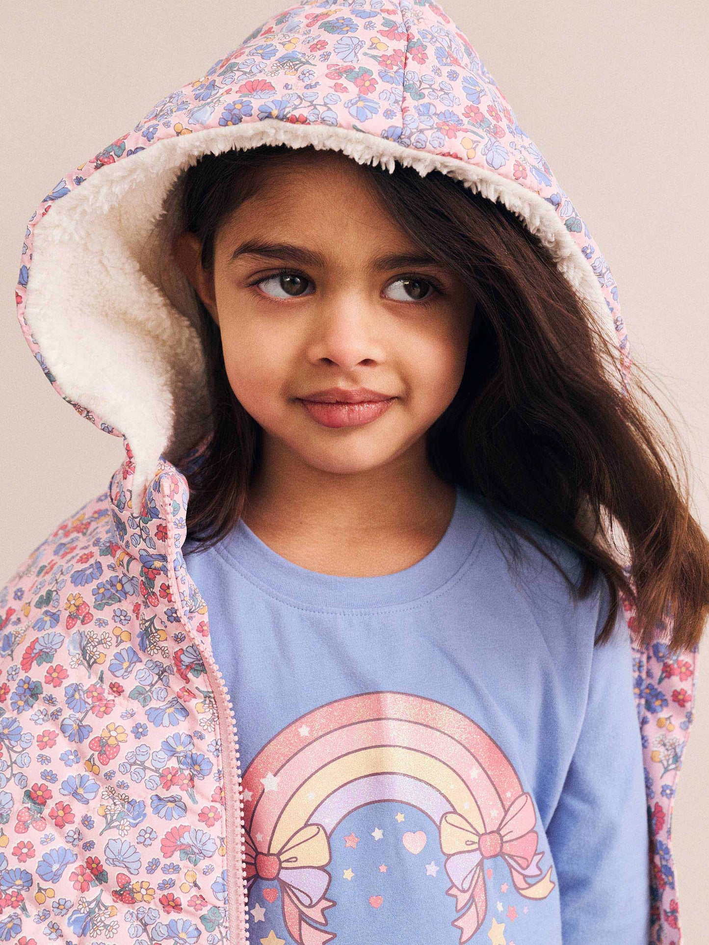 Heart Floral Quilted Puffer Jacket