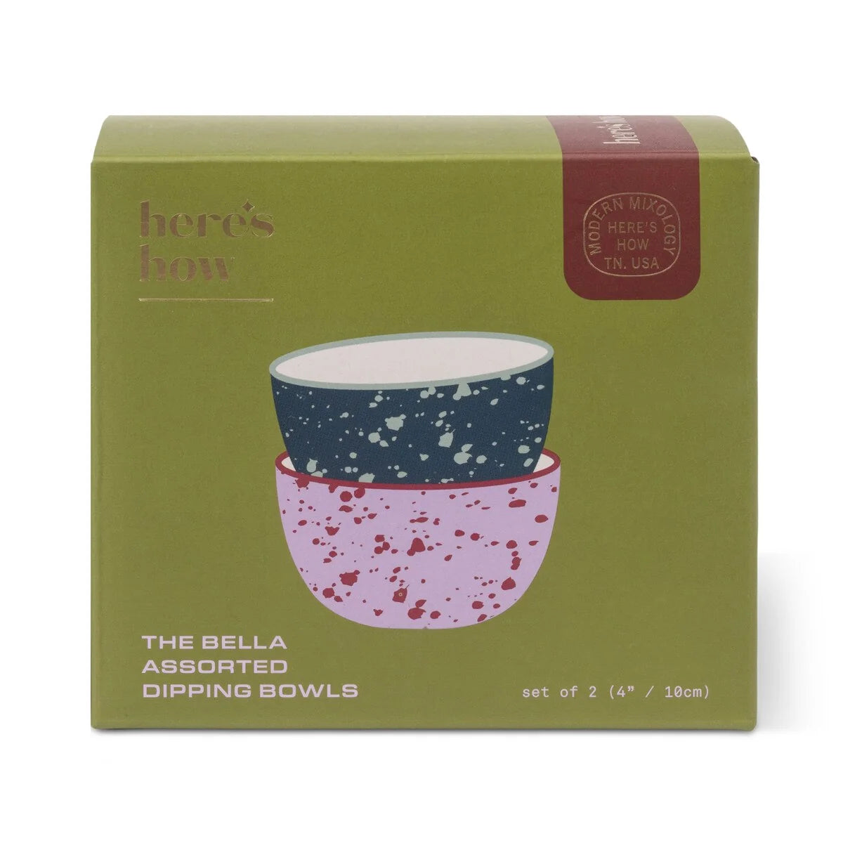 Bella Set of 2 Dipping Bowls Navy & Lilac Splatter