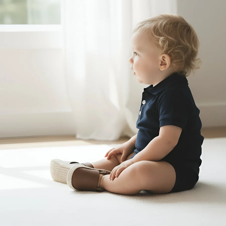 Baby Boys Polo Romper Navy.