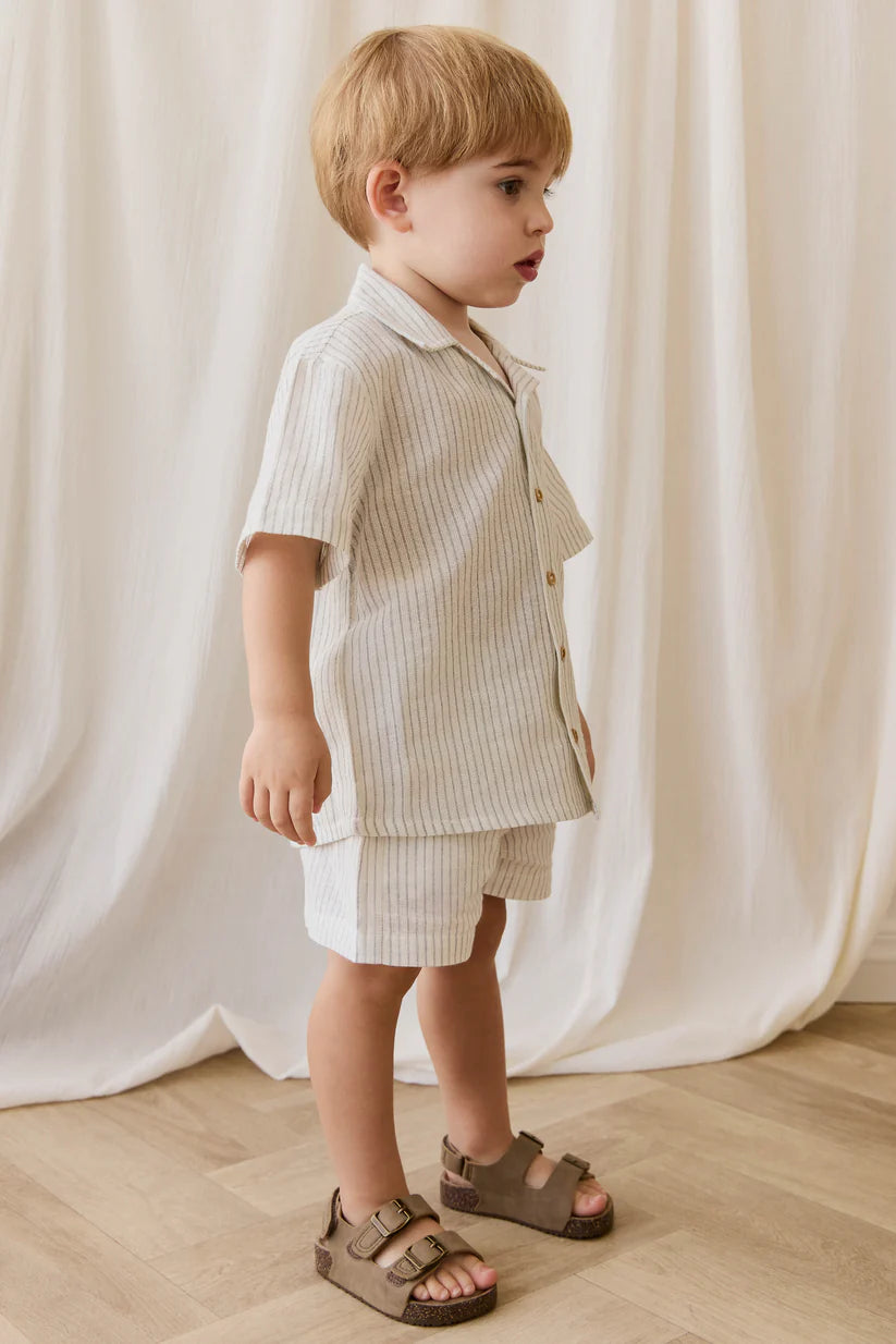 Organic Cotton Silas Shirt Mini Pinstripe Parchment/Dawn