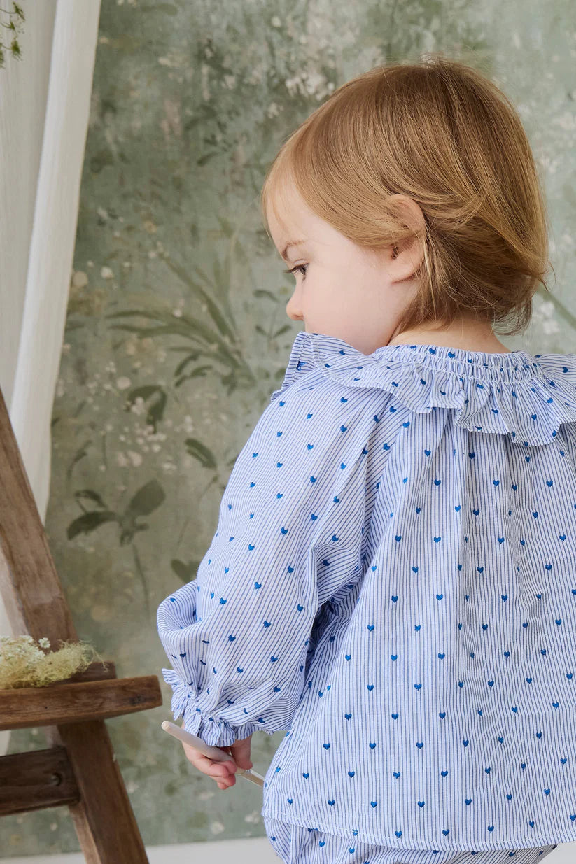 Organic Cotton Bellamy Blouse Mon Amour Stripe Indigo