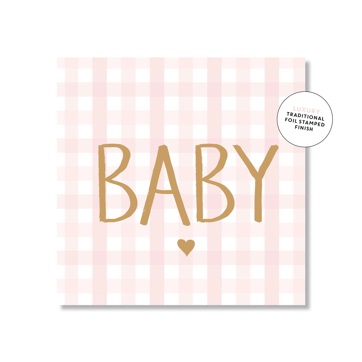 Gingham Baby Pink Mini Card