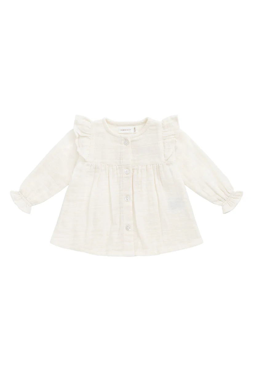 Organic Cotton Muslin Ava Blouse - Parchment