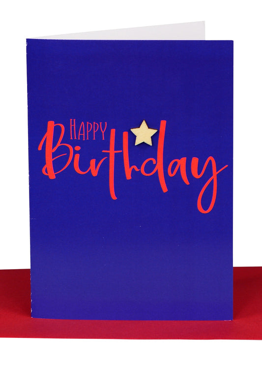 Happy Birthday Navy Blue Lrg Card