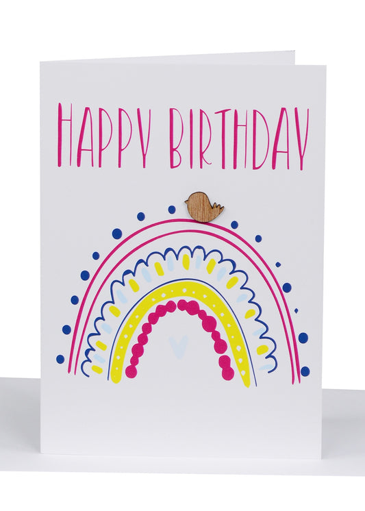 Happy Birthday Pink Rainbow Lrg Card