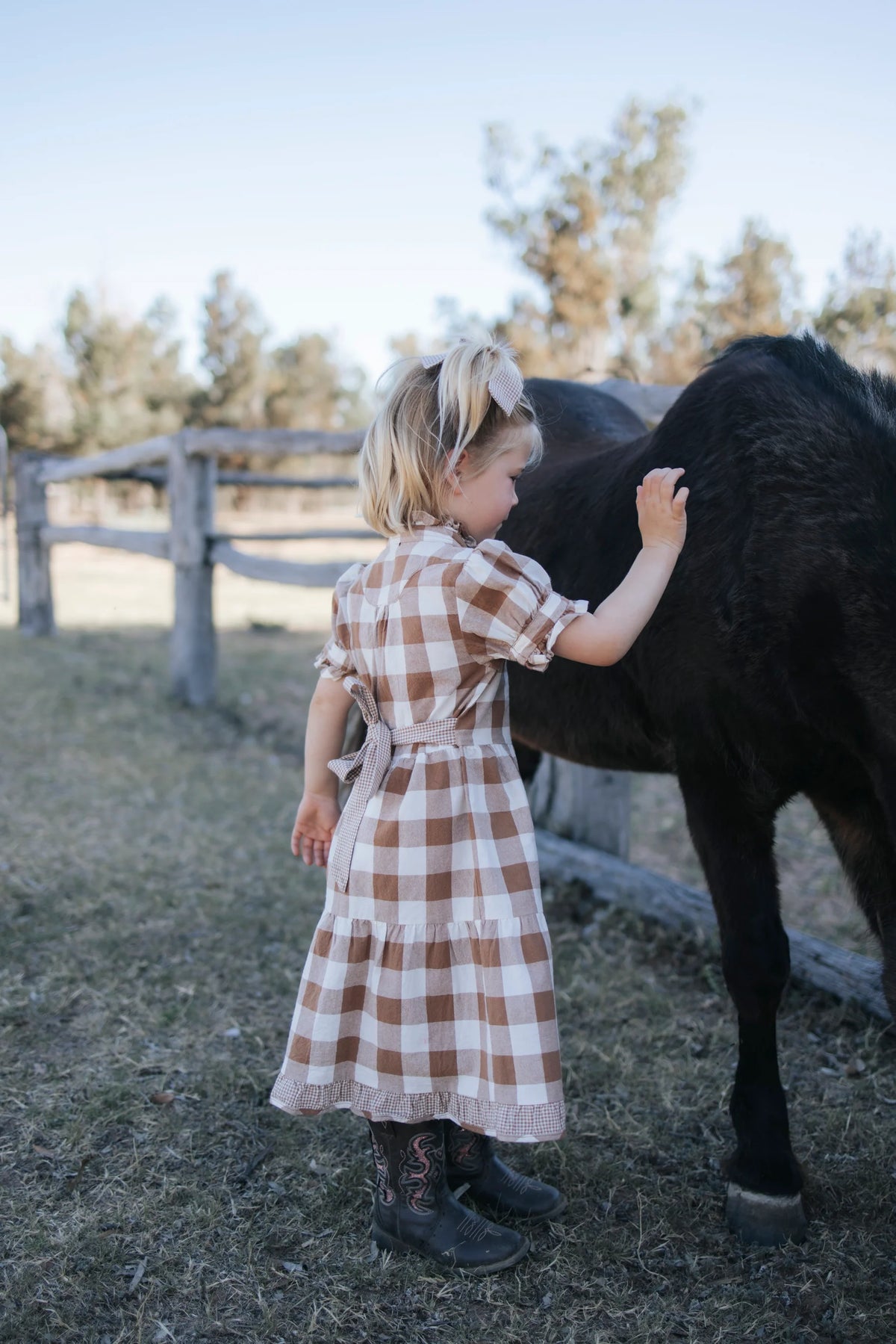 Miss Mae Brown Gingham Girl's Dress