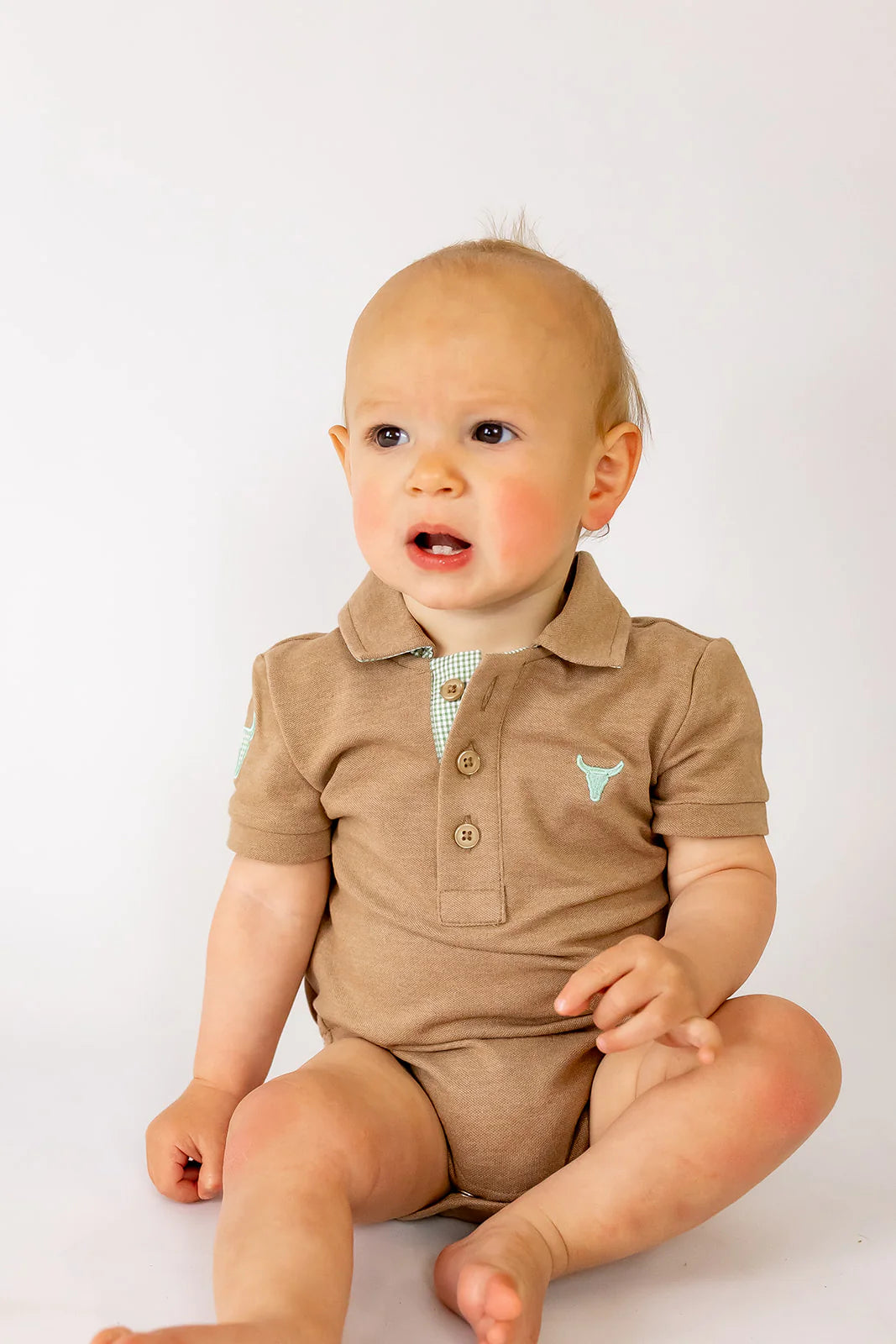 Clay Baby Caramel Polo Romper