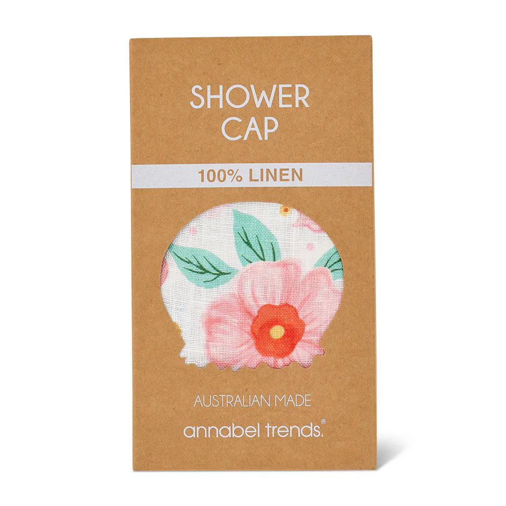 Linen Shower Cap Meadow Blush