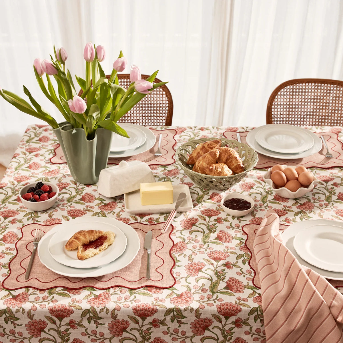 Georgia Pink/Green Tablecloth 150cm x 350cm
