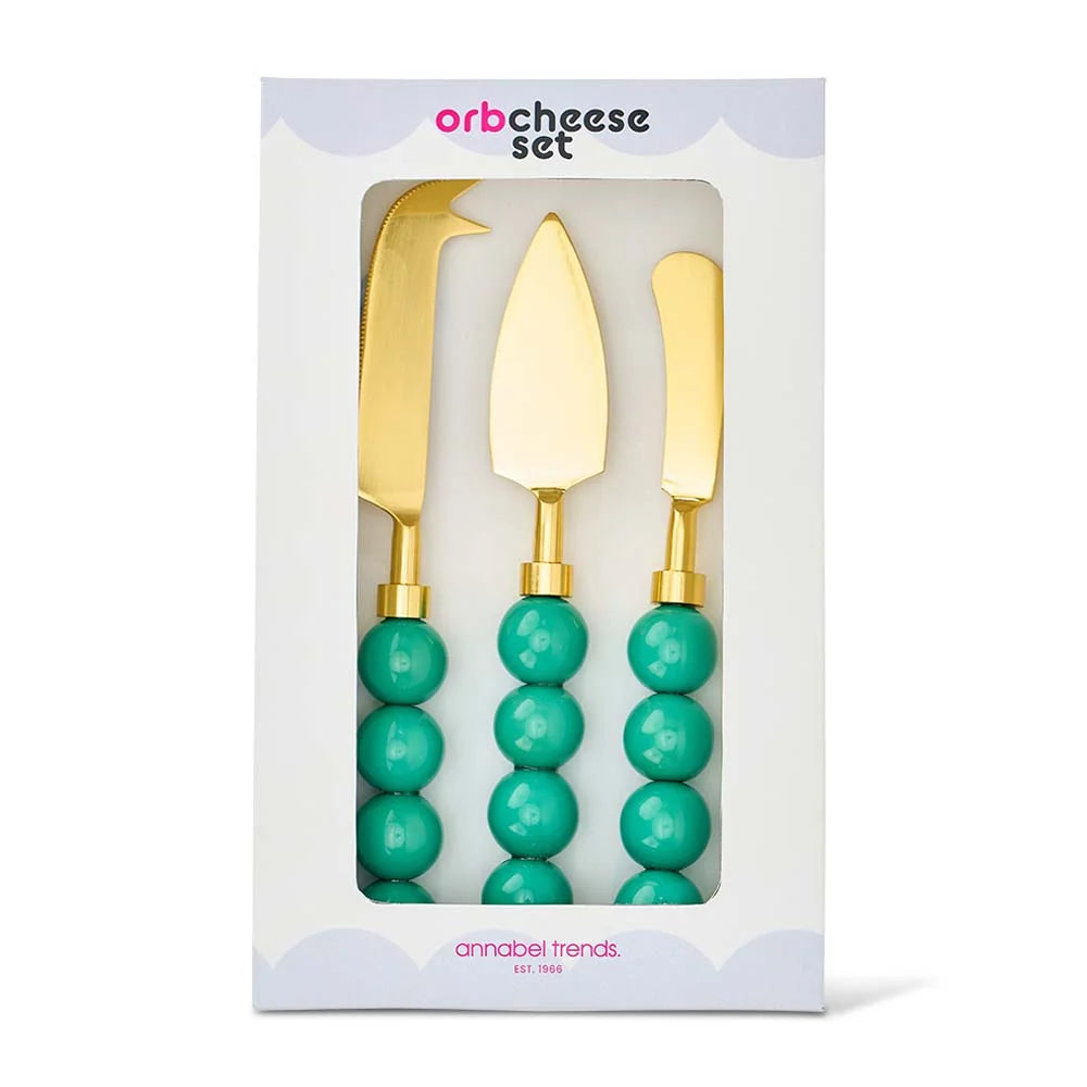 Orb Cheese Knife 3pc Set Emerald