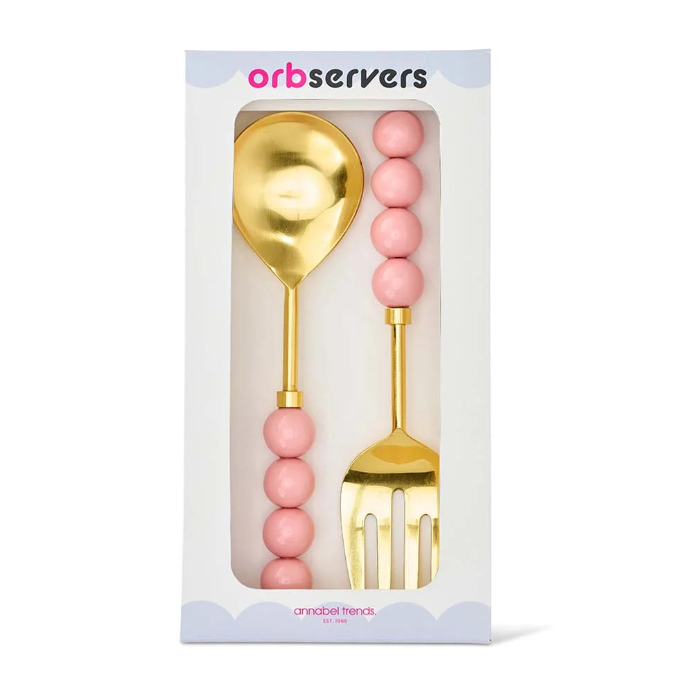 Orb Salad Servers Light Pink