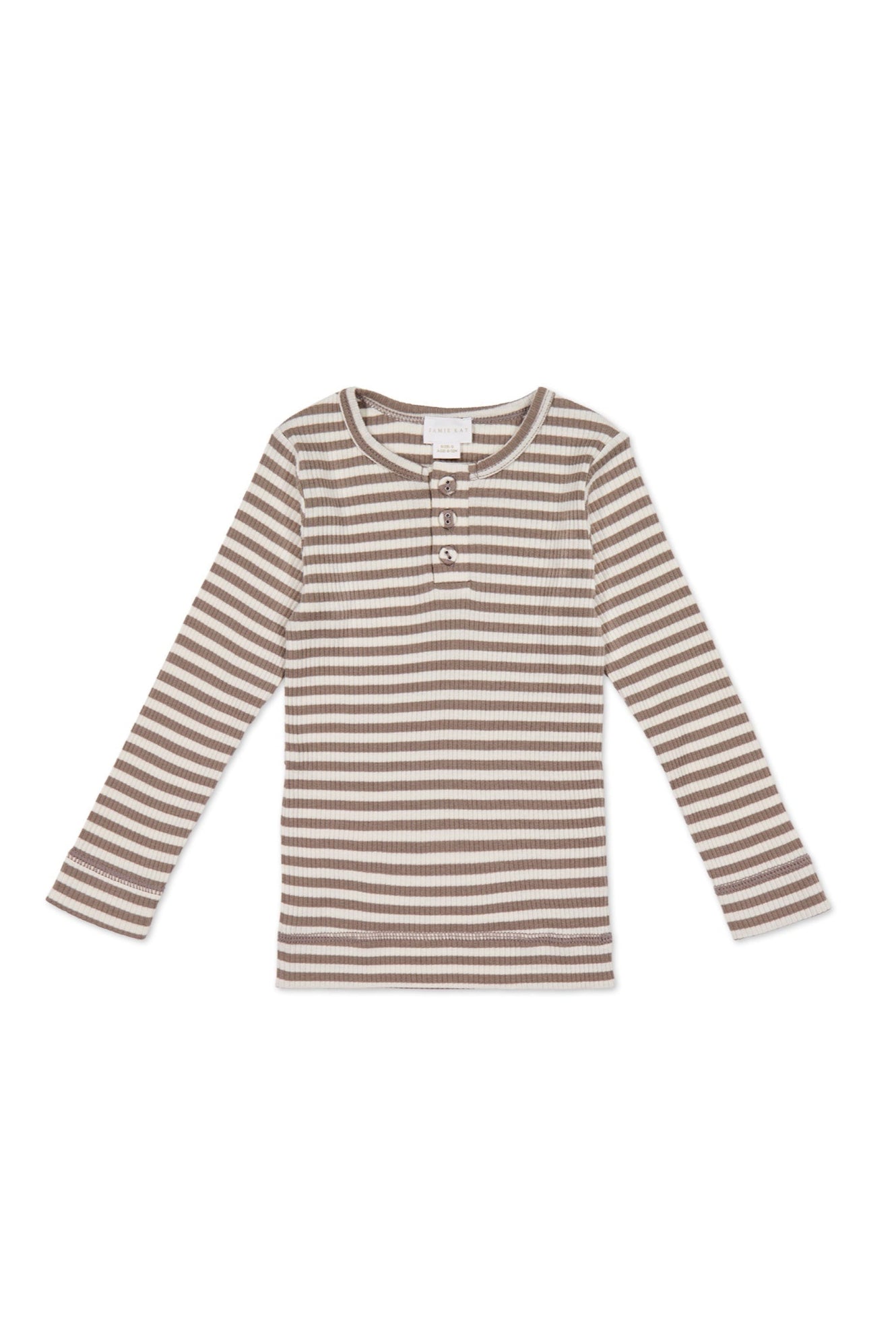 Organic Cotton Modal Long Sleeve Top - Narrow Stripe Tweed/Cloud