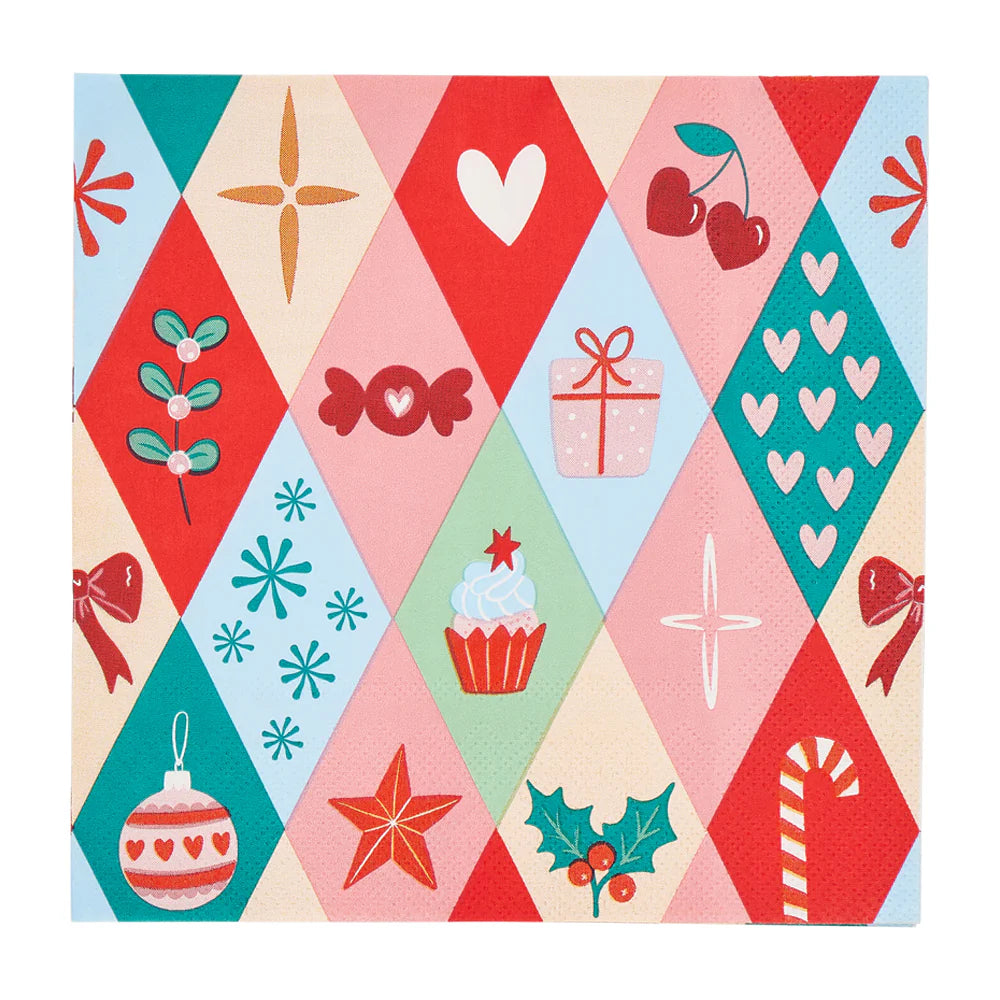 Paper Napkin Christmas Harlequin 20pc