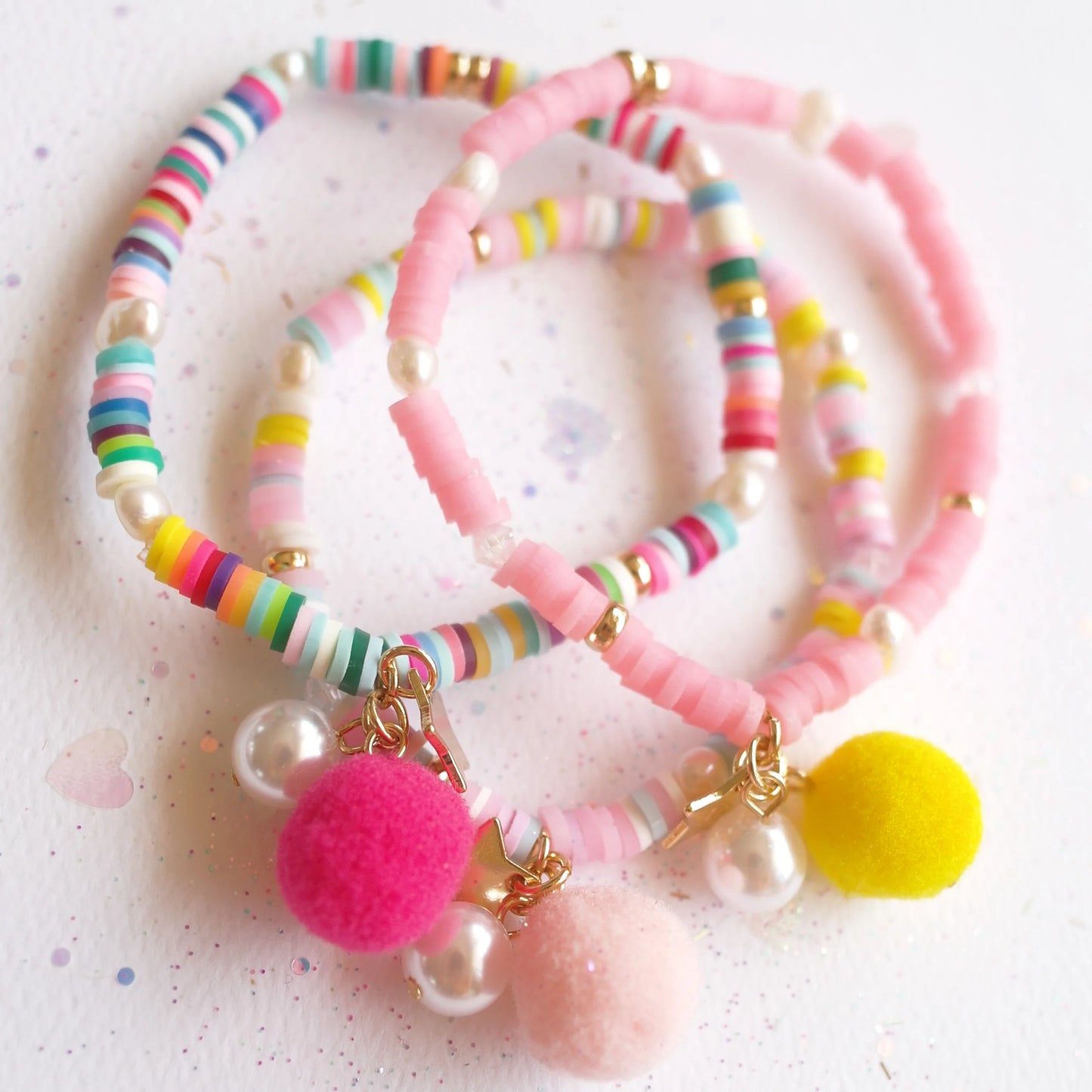 Rainbow Pom Pom Elastic Bracelet