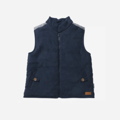 Boys Cooper Puffer Vest Navy Corduroy