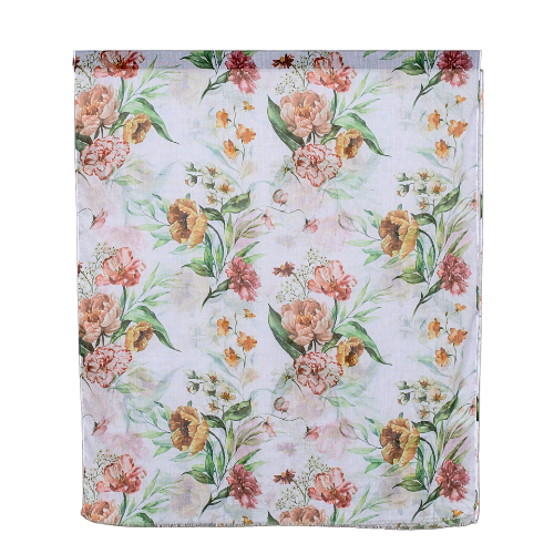 White Floral Bouquet Scarf