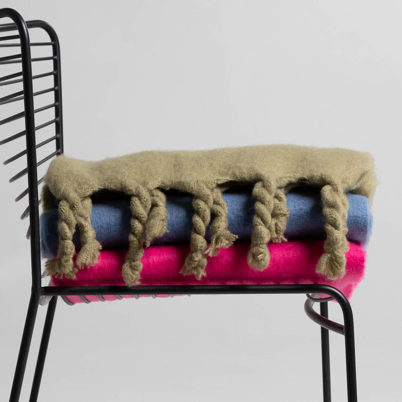 Blue Chunky Plain Scarf