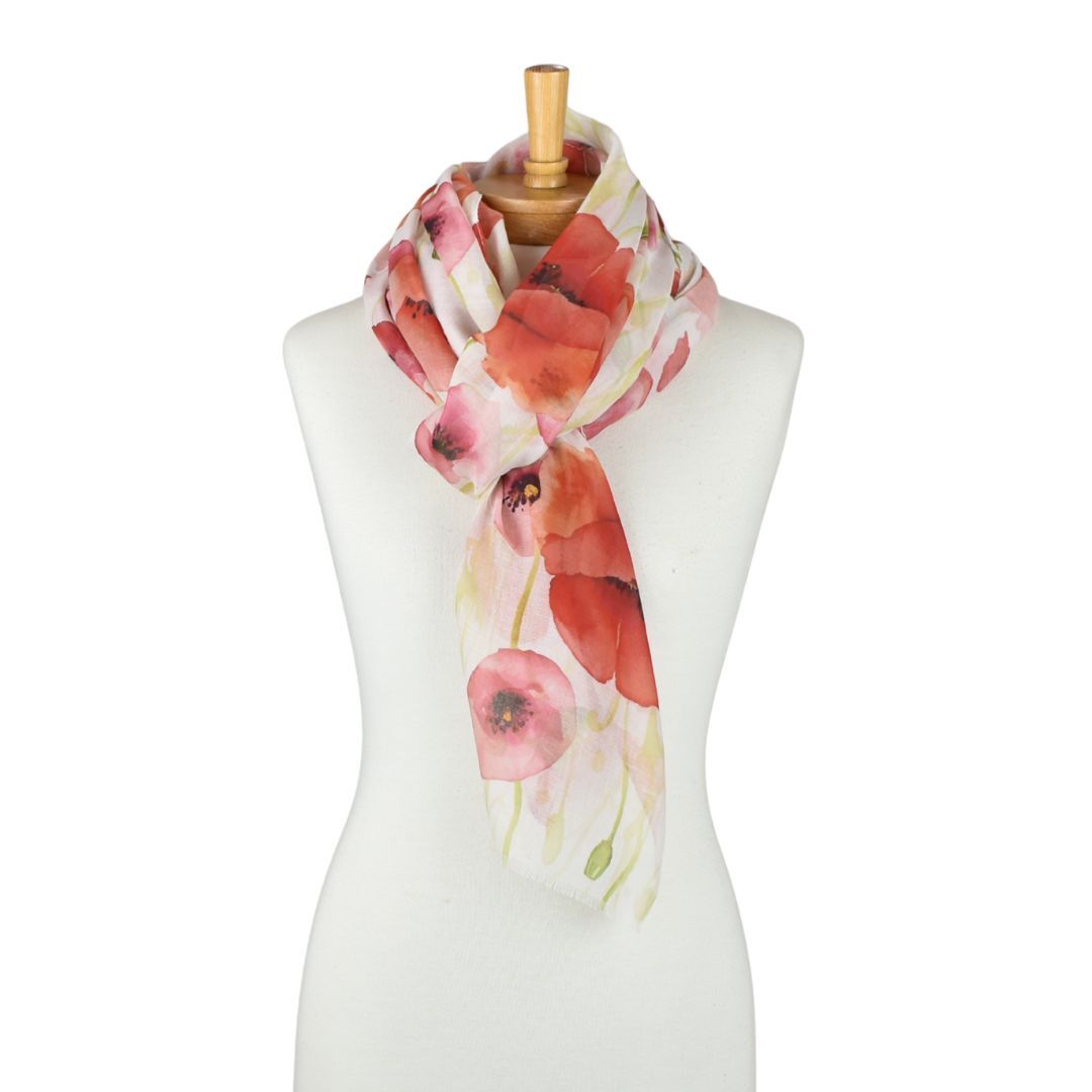 Blushing Poppies Scarf Red
