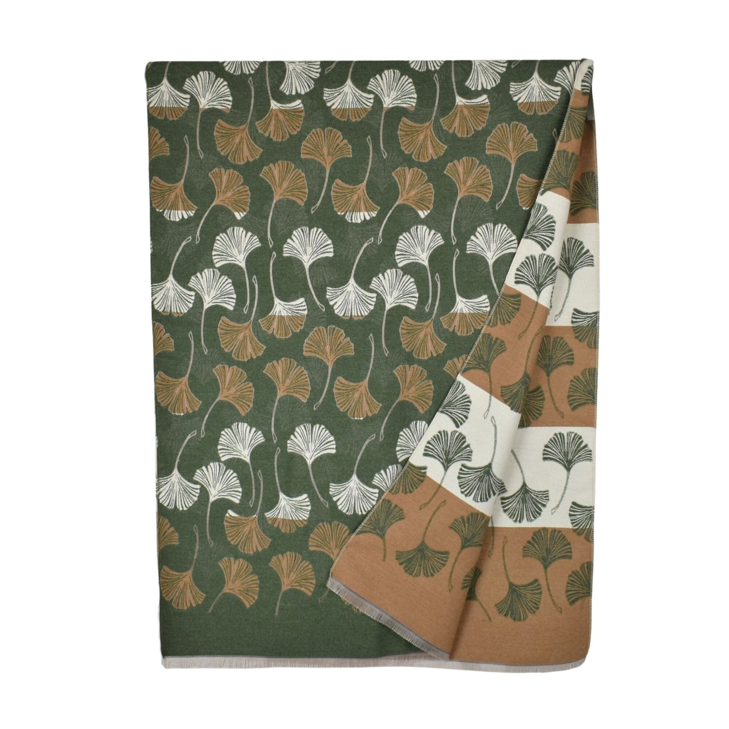 Reversible Multi Gingko Scarf Olive Green