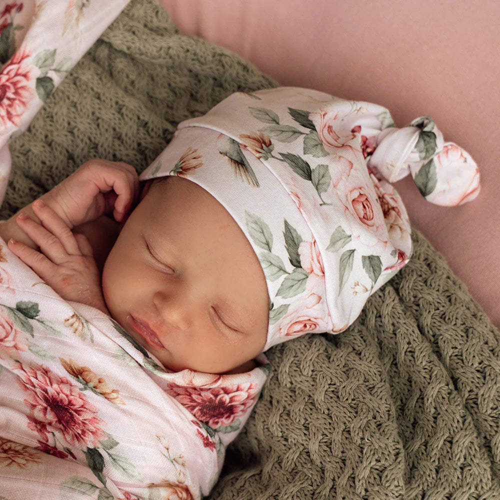 Birds & Blooms Knotted Beanie