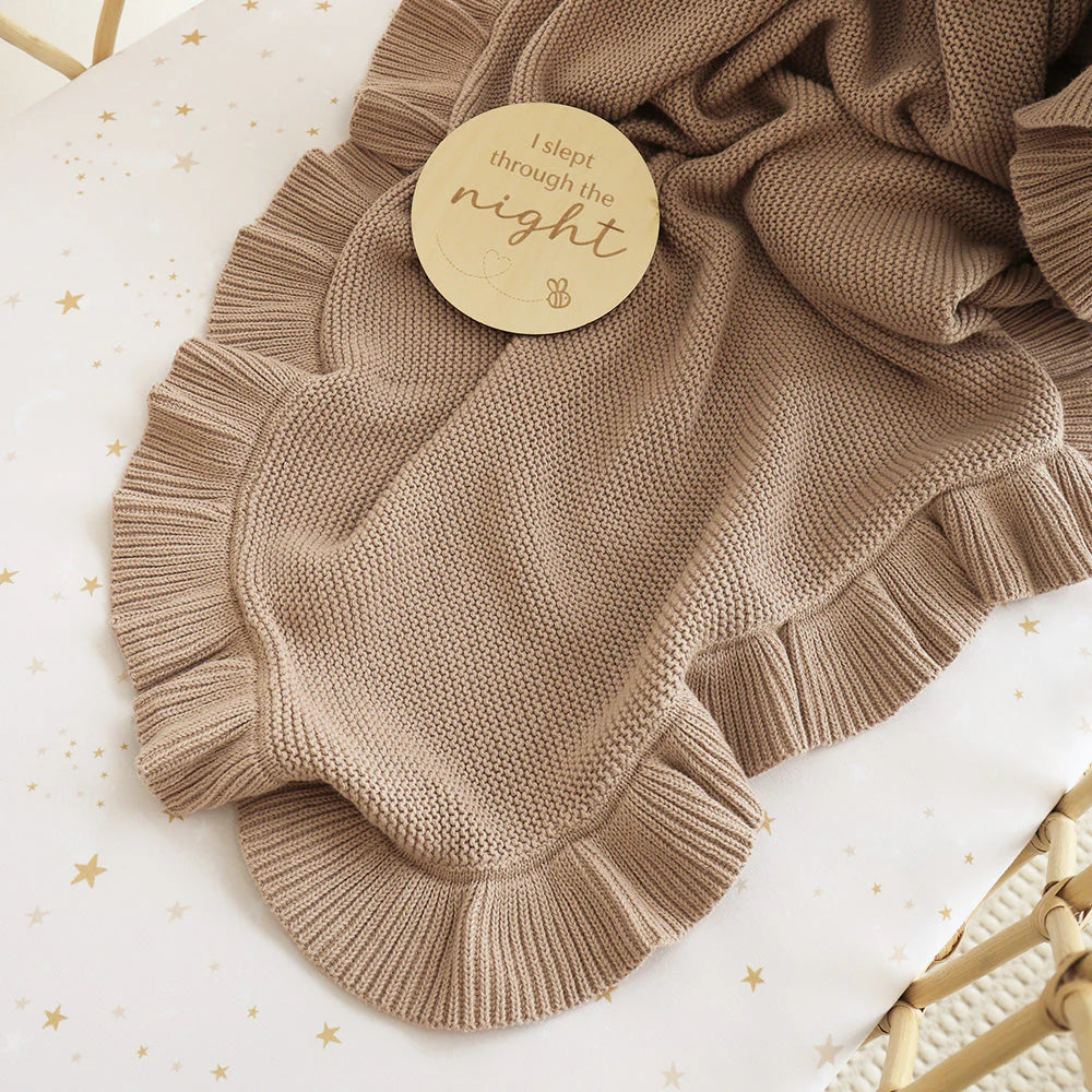 Hazelnut Ruffle Knit Baby Blanket