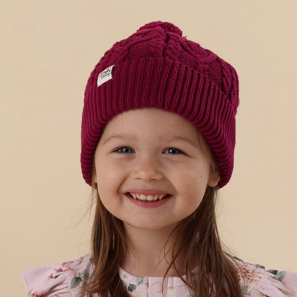 Raspberry Knit Beanie