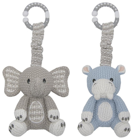 2pk Stroller Toy Elephant and Hippo