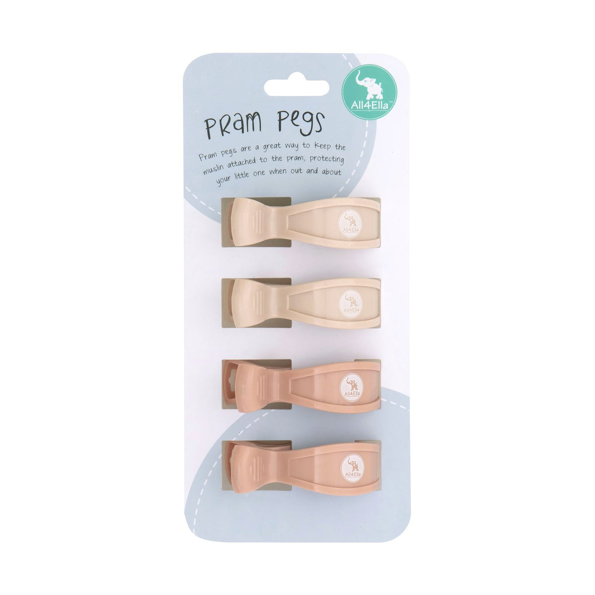 4 Pack Pegs Cream/Peach