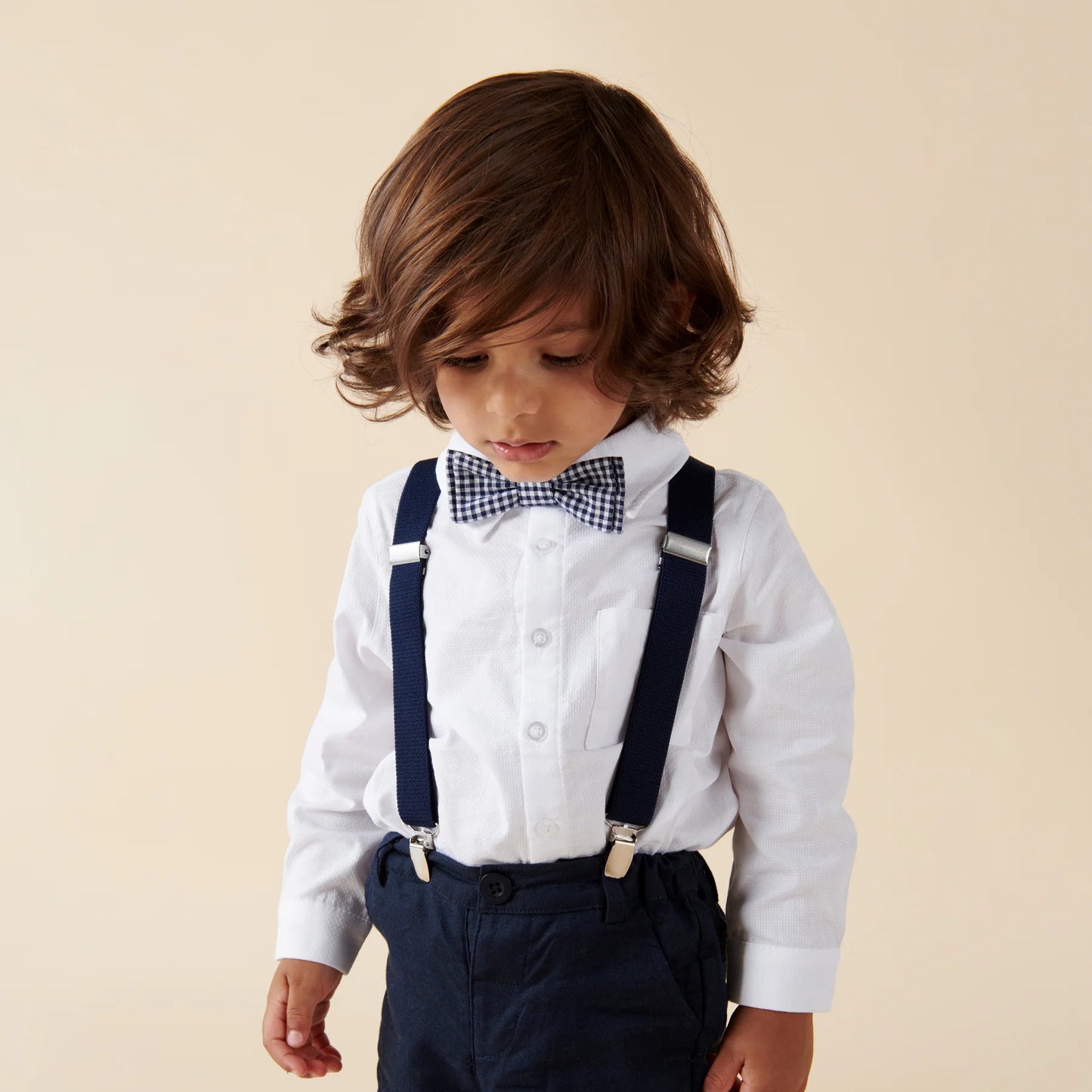 Oliver Gingham Bow Tie Navy