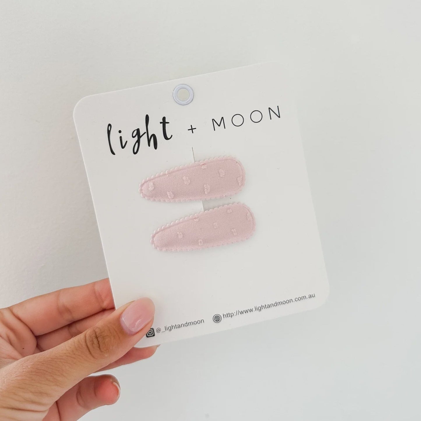 Baby Pink Spot Cotton Snap Clips