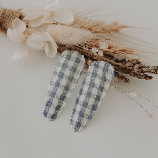 Baby Blue Gingham Snap Clips