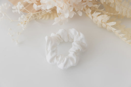 White Linen Cotton Scrunchie