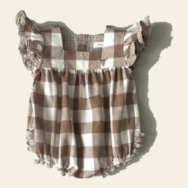 Mae Baby Gingham Flutter Romper