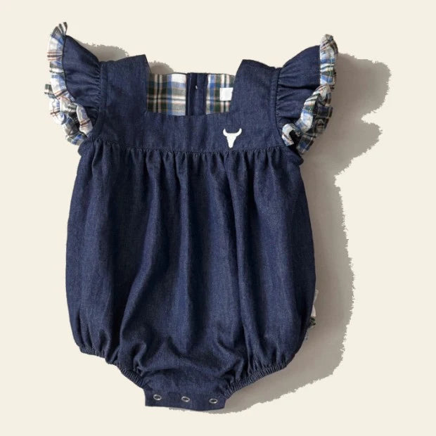 Peta Country Plaid Flutter Romper